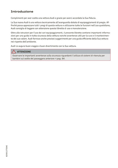 2018-2023 Audi A1 Sportback/A1 citycarver Owner's Manual | Italian