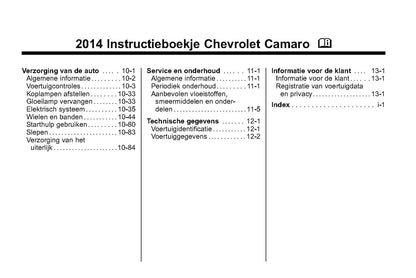 2014 Chevrolet Camaro Manuel du propriétaire | Néerlandais