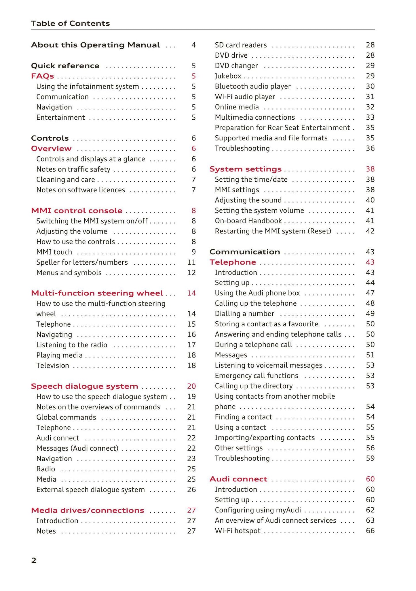 Audi MMI Navigation System Plus 2014 - 2018