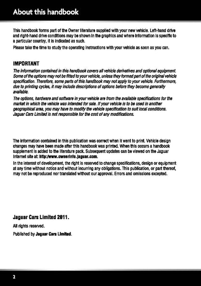 2012 Jaguar XK Gebruikershandleiding | Engels