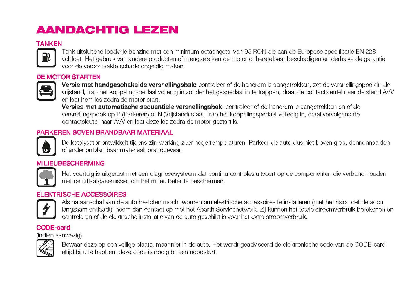 2022-2024 Abarth 595/695 Owner's Manual | Dutch