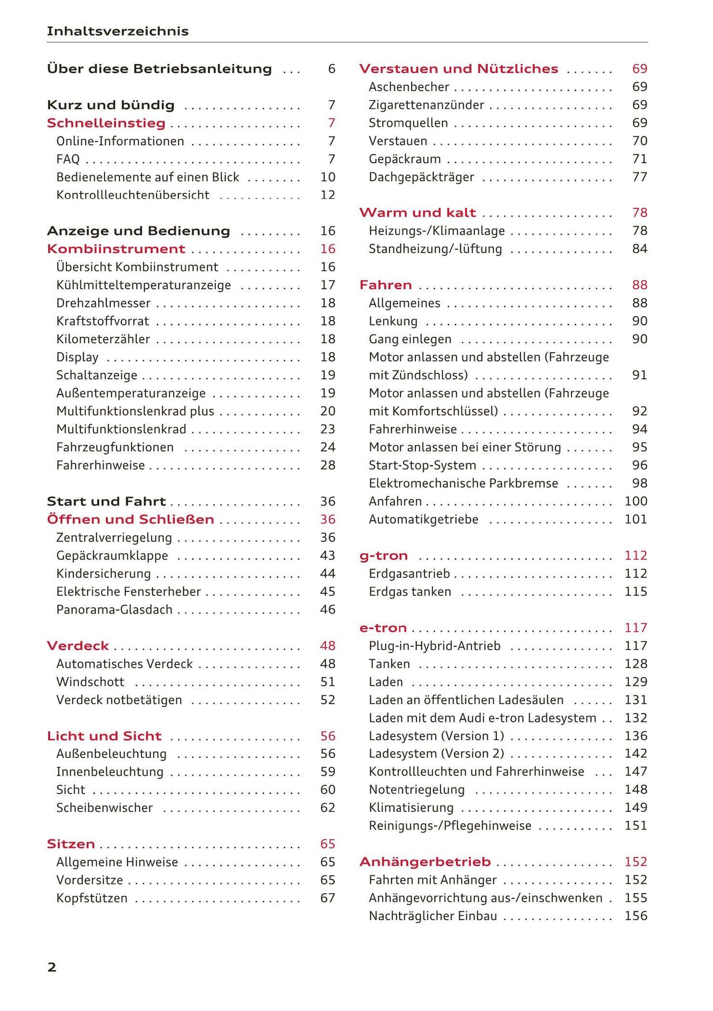 2017-2018 Audi A3/A3 Cabriolet/A3 Limousine/A3 Sportback/A3 Sportback e-tron/A3 Sportback g-tron/RS 3 Limousine/RS 3 Sportback/S3/S3 Cabriolet/S3 Limousine/S3 Sportback Owner's Manual | German