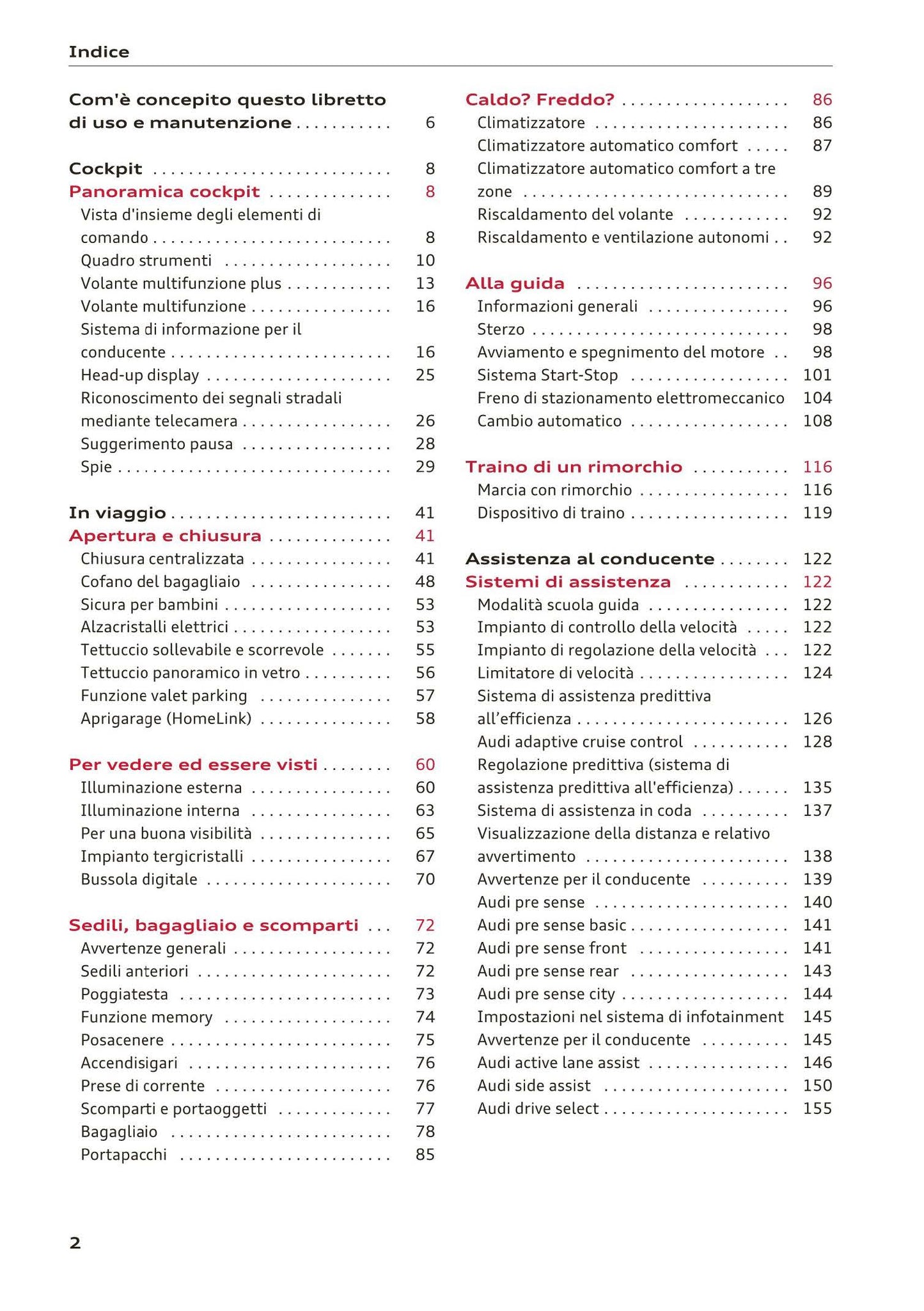 2015-2019 Audi A4/A4 Limousine/A4 Avant Owner's Manual | Italian