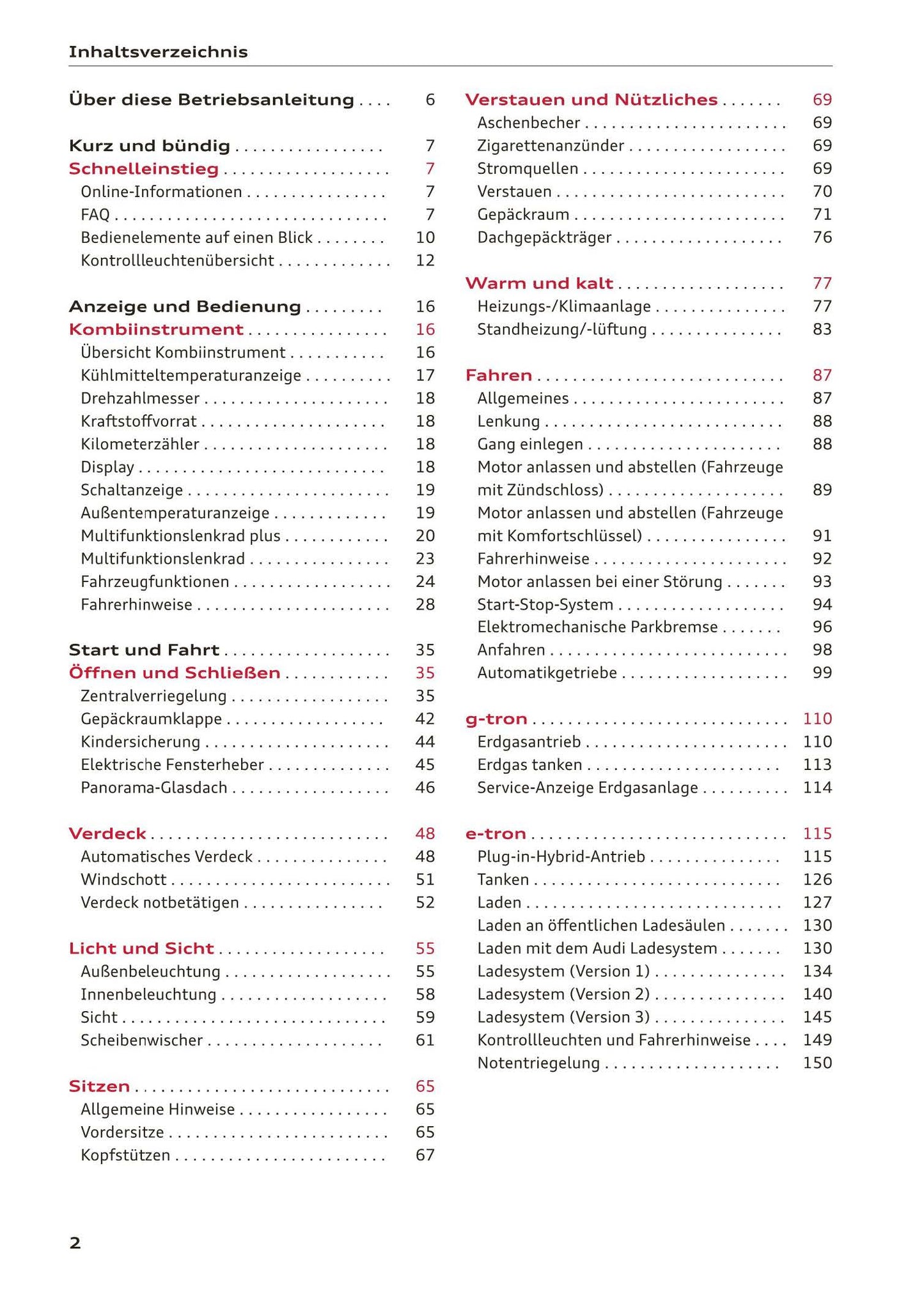 2018-2019 Audi A3/A3 Limousine/A3 Cabriolet/A3 Sportback Owner's Manual | German