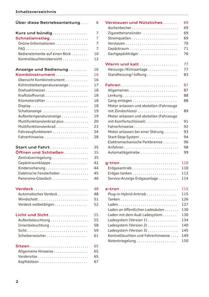 2018-2019 Audi A3/A3 Limousine/A3 Cabriolet/A3 Sportback Owner's Manual | German