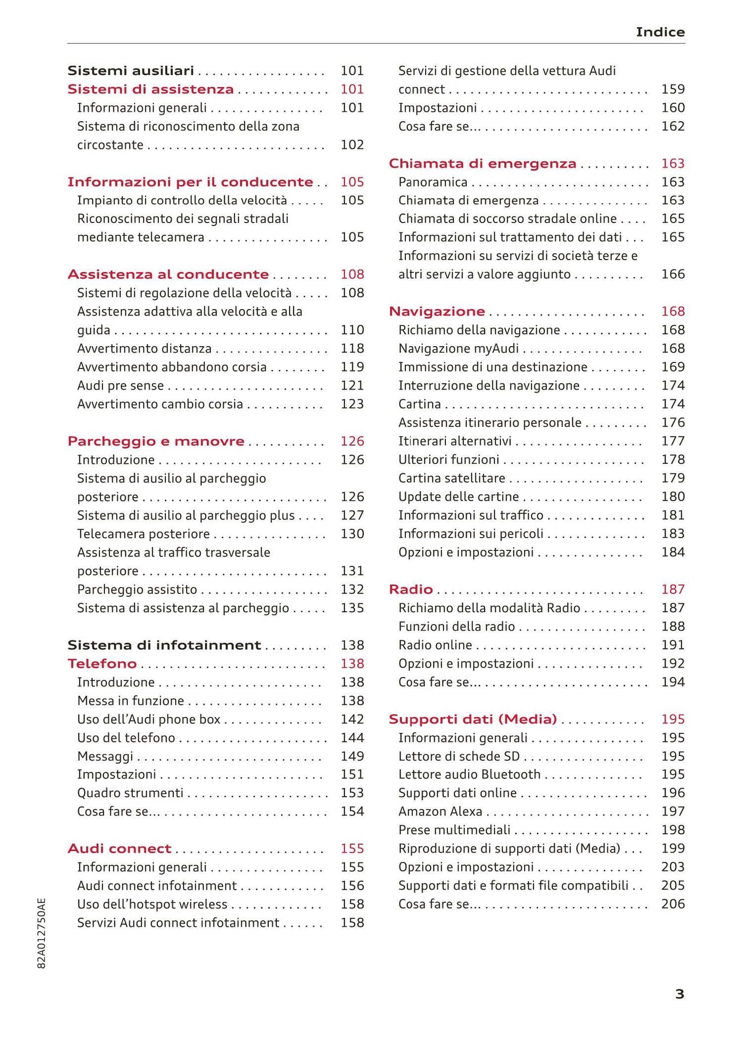 2018-2023 Audi A1 Sportback/A1 citycarver Owner's Manual | Italian