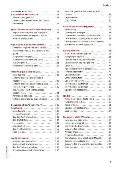2018-2023 Audi A1 Sportback/A1 citycarver Owner's Manual | Italian