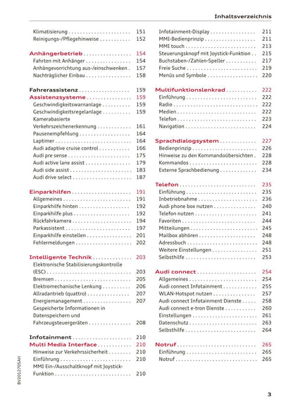 2018-2019 Audi A3/A3 Limousine/A3 Cabriolet/A3 Sportback Owner's Manual | German