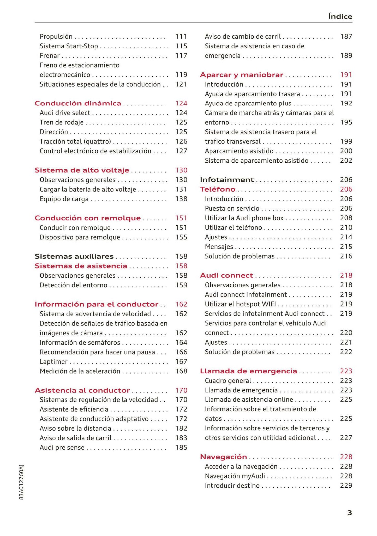 2018-2023 Audi Q3 Manuel du propriétaire | Espagnol