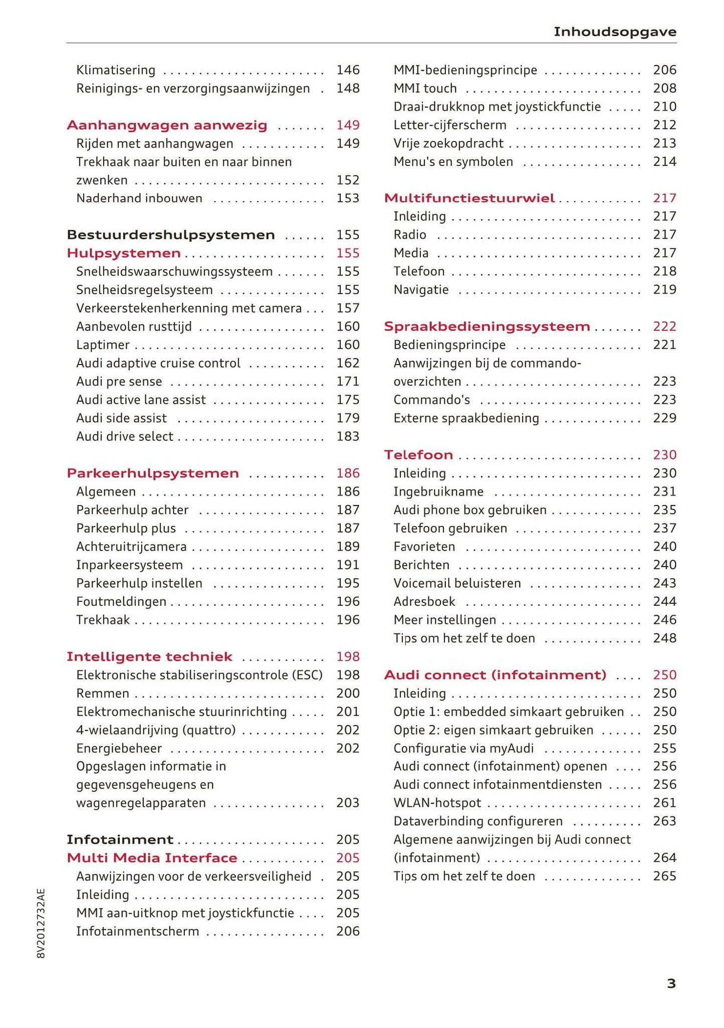 2016-2018 Audi A3/S3/RS 3 Manuel du propriétaire | Néerlandais