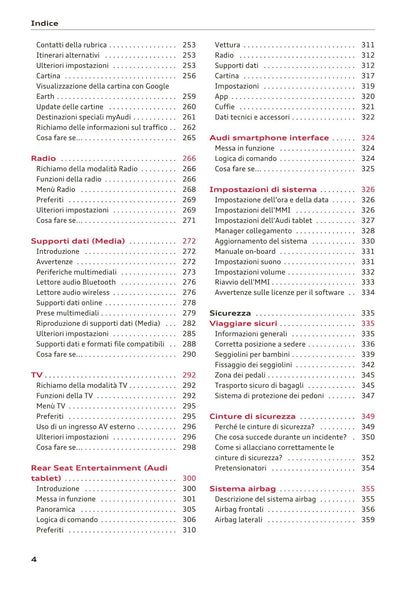 2015-2019 Audi A4/A4 Limousine/A4 Avant Owner's Manual | Italian