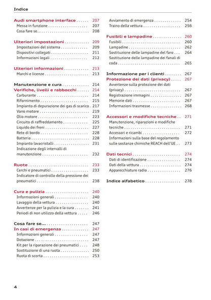 2018-2023 Audi A1 Sportback/A1 citycarver Owner's Manual | Italian