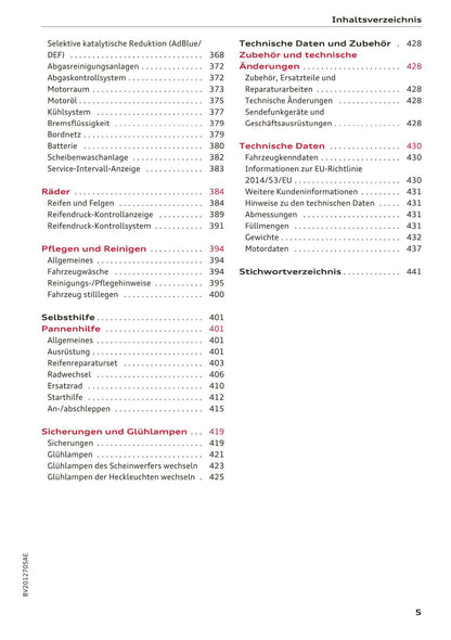 2017-2018 Audi A3/A3 Cabriolet/A3 Limousine/A3 Sportback/A3 Sportback e-tron/A3 Sportback g-tron/RS 3 Limousine/RS 3 Sportback/S3/S3 Cabriolet/S3 Limousine/S3 Sportback Owner's Manual | German
