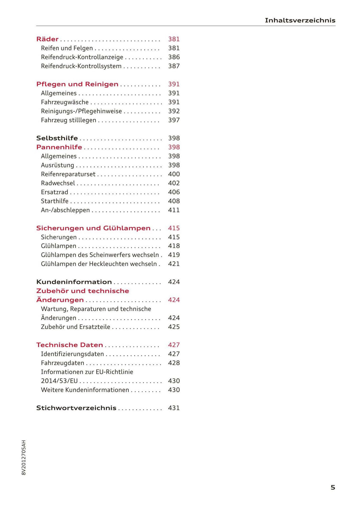 2018-2019 Audi A3/A3 Limousine/A3 Cabriolet/A3 Sportback Owner's Manual | German