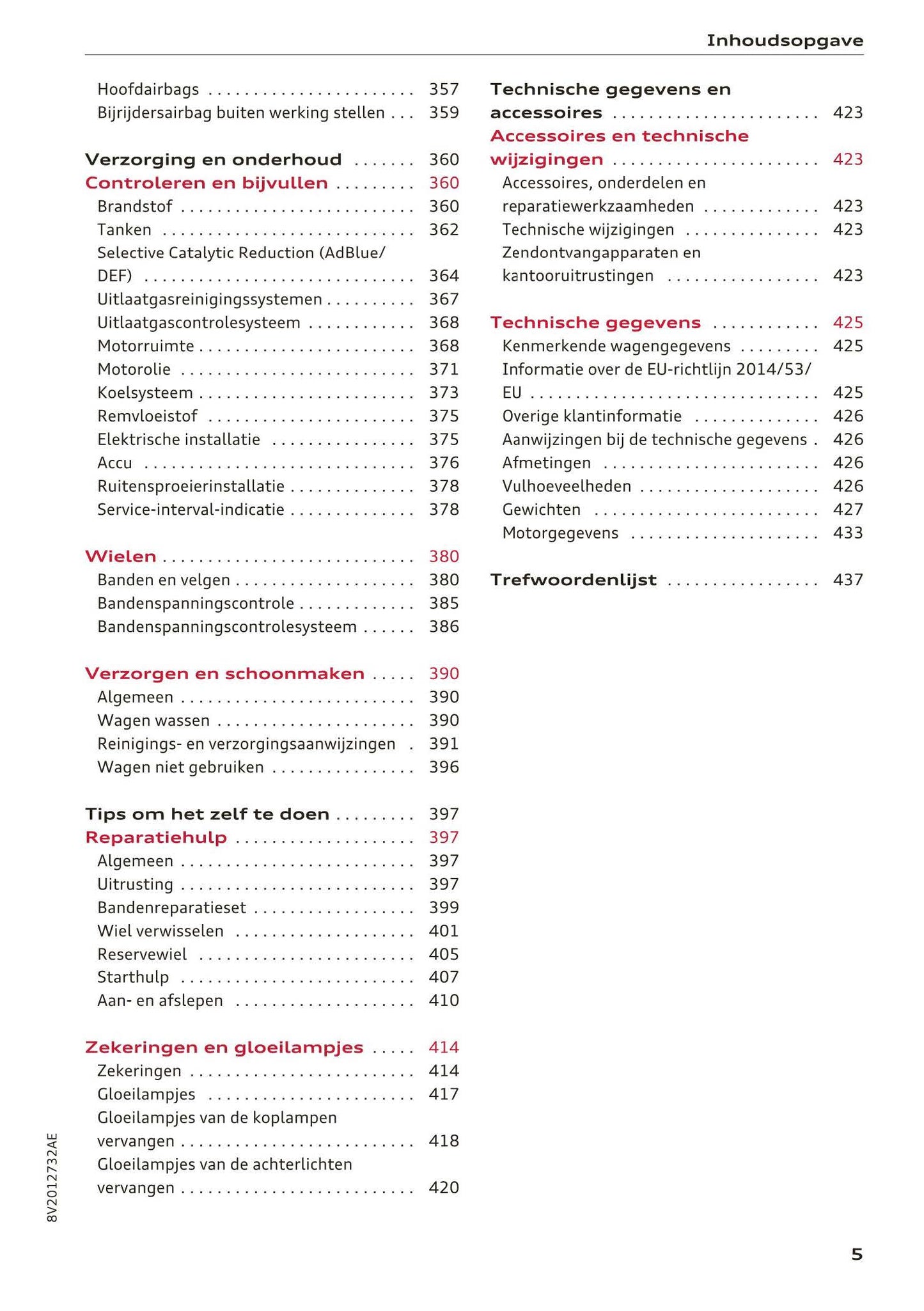 2016-2018 Audi A3/S3/RS 3 Manuel du propriétaire | Néerlandais