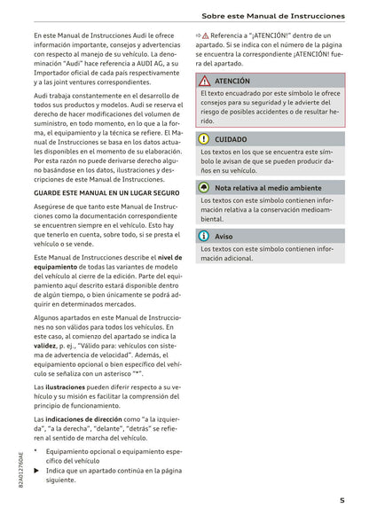 2018-2023 Audi A1 Manuel du propriétaire | Espagnol