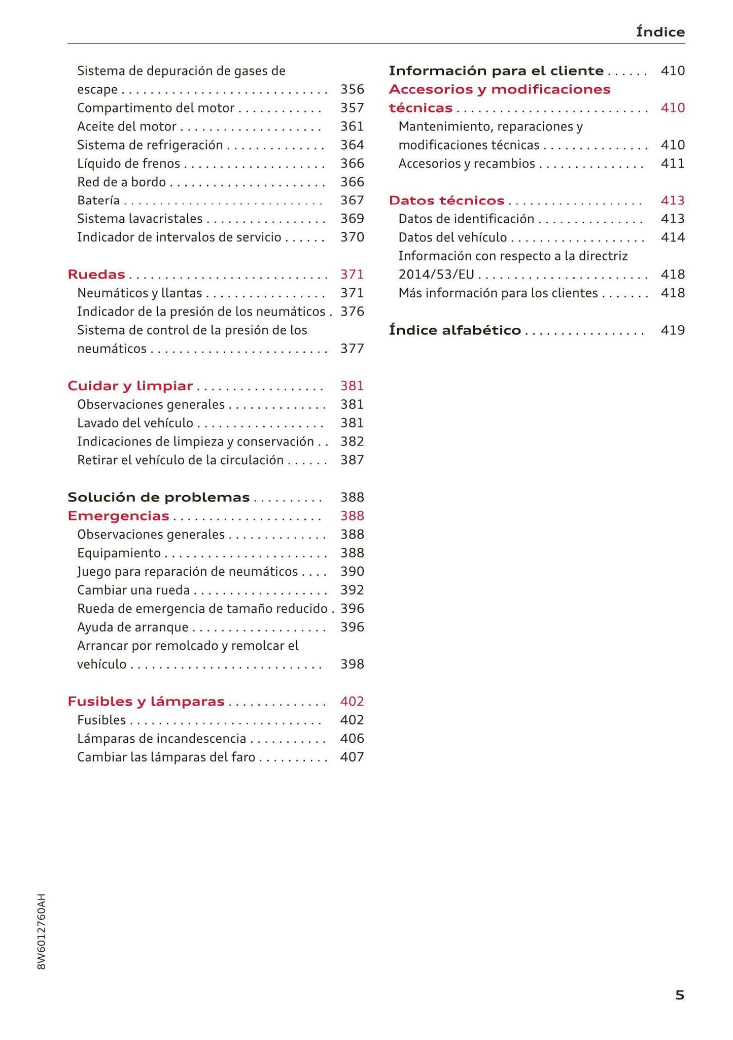 2017-2020 Audi A5 Manuel du propriétaire | Espagnol