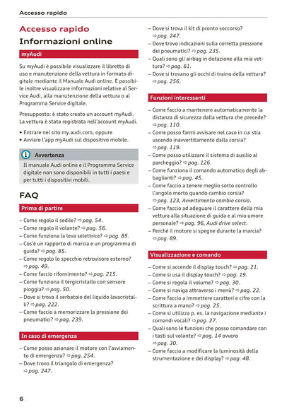 2018-2023 Audi A1 Sportback/A1 citycarver Owner's Manual | Italian