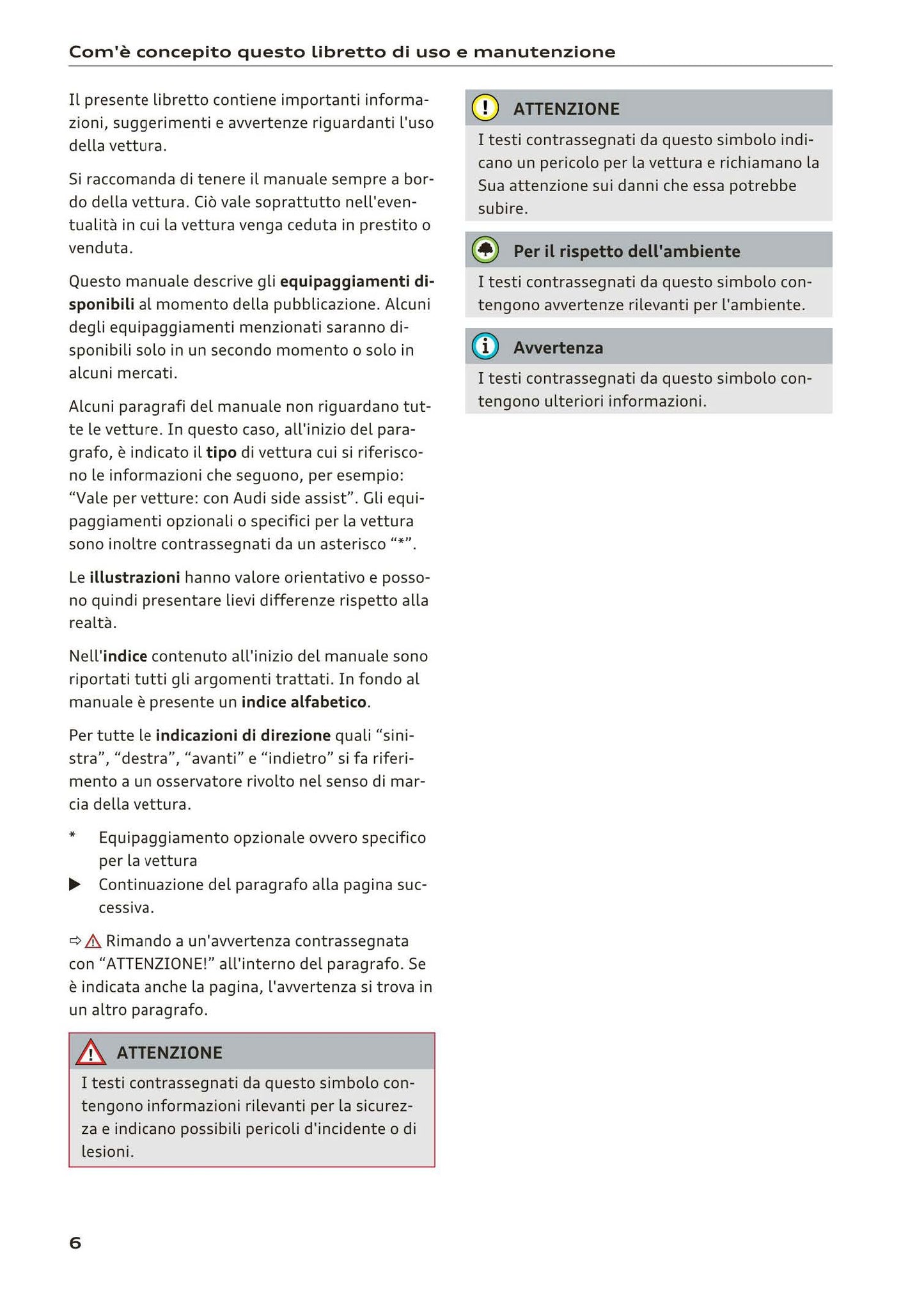 2015-2019 Audi A4/A4 Limousine/A4 Avant Owner's Manual | Italian