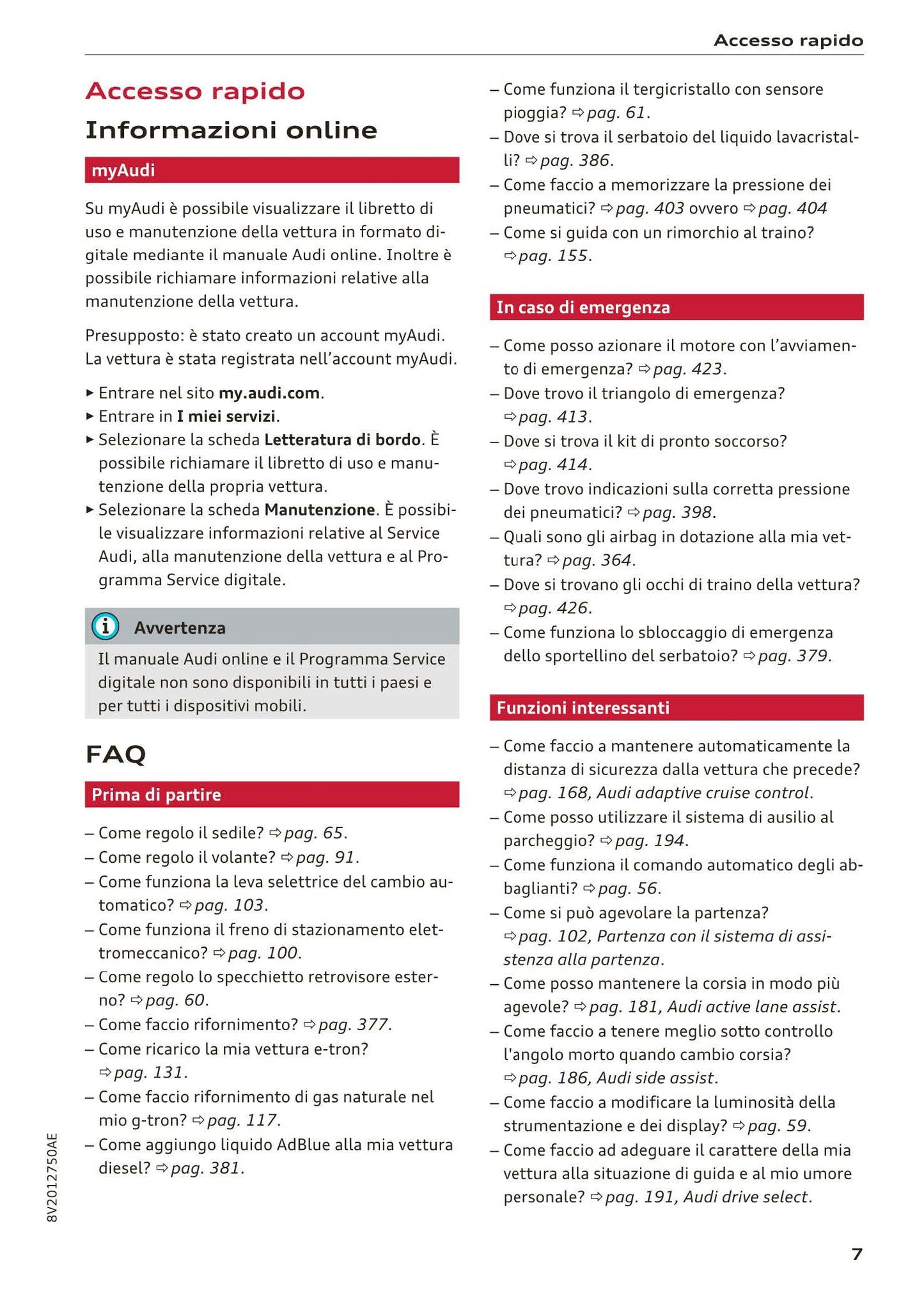 2016-2018 Audi A3 Manuel du propriétaire | Italien