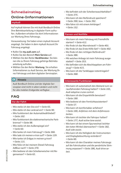 2017-2018 Audi A3/A3 Cabriolet/A3 Limousine/A3 Sportback/A3 Sportback e-tron/A3 Sportback g-tron/RS 3 Limousine/RS 3 Sportback/S3/S3 Cabriolet/S3 Limousine/S3 Sportback Owner's Manual | German