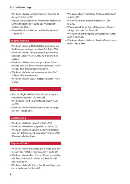 2018-2019 Audi A3/A3 Limousine/A3 Cabriolet/A3 Sportback Owner's Manual | German