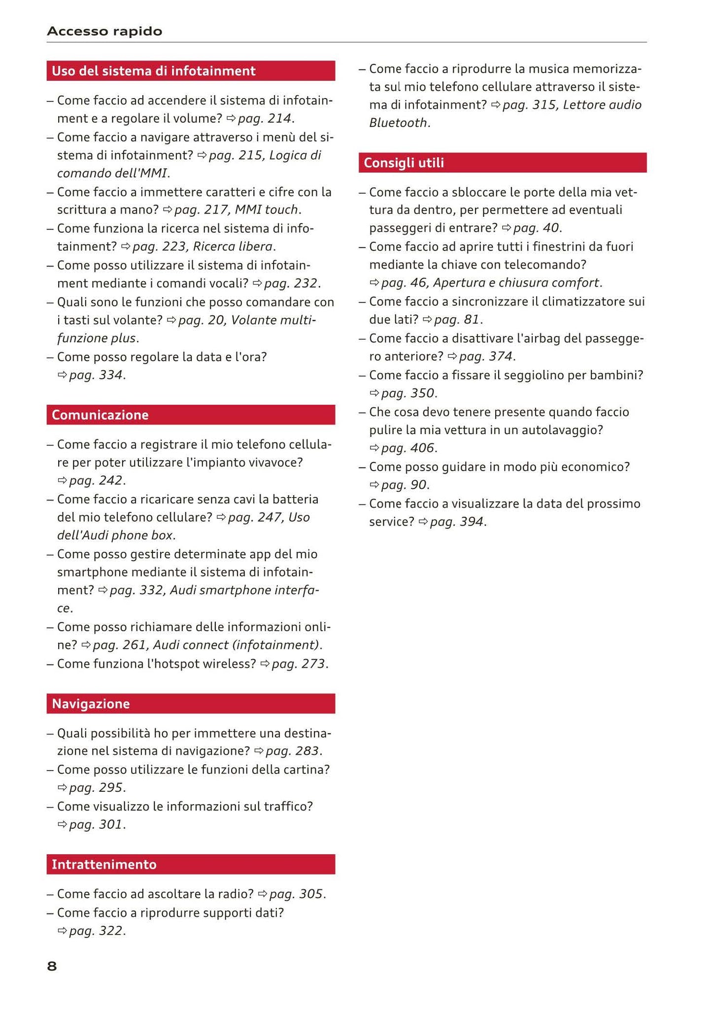 2016-2018 Audi A3 Manuel du propriétaire | Italien