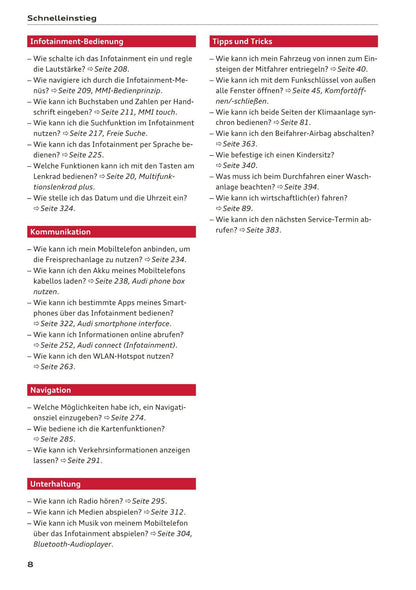 2017-2018 Audi A3/A3 Cabriolet/A3 Limousine/A3 Sportback/A3 Sportback e-tron/A3 Sportback g-tron/RS 3 Limousine/RS 3 Sportback/S3/S3 Cabriolet/S3 Limousine/S3 Sportback Owner's Manual | German