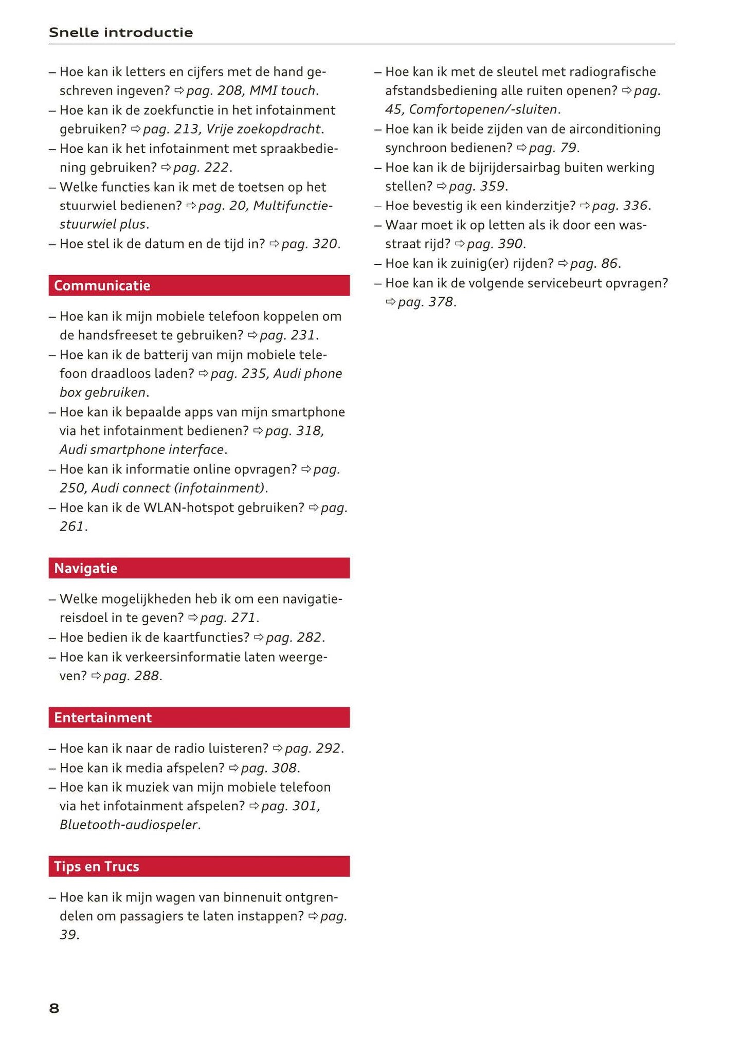 2016-2018 Audi A3/S3/RS 3 Manuel du propriétaire | Néerlandais