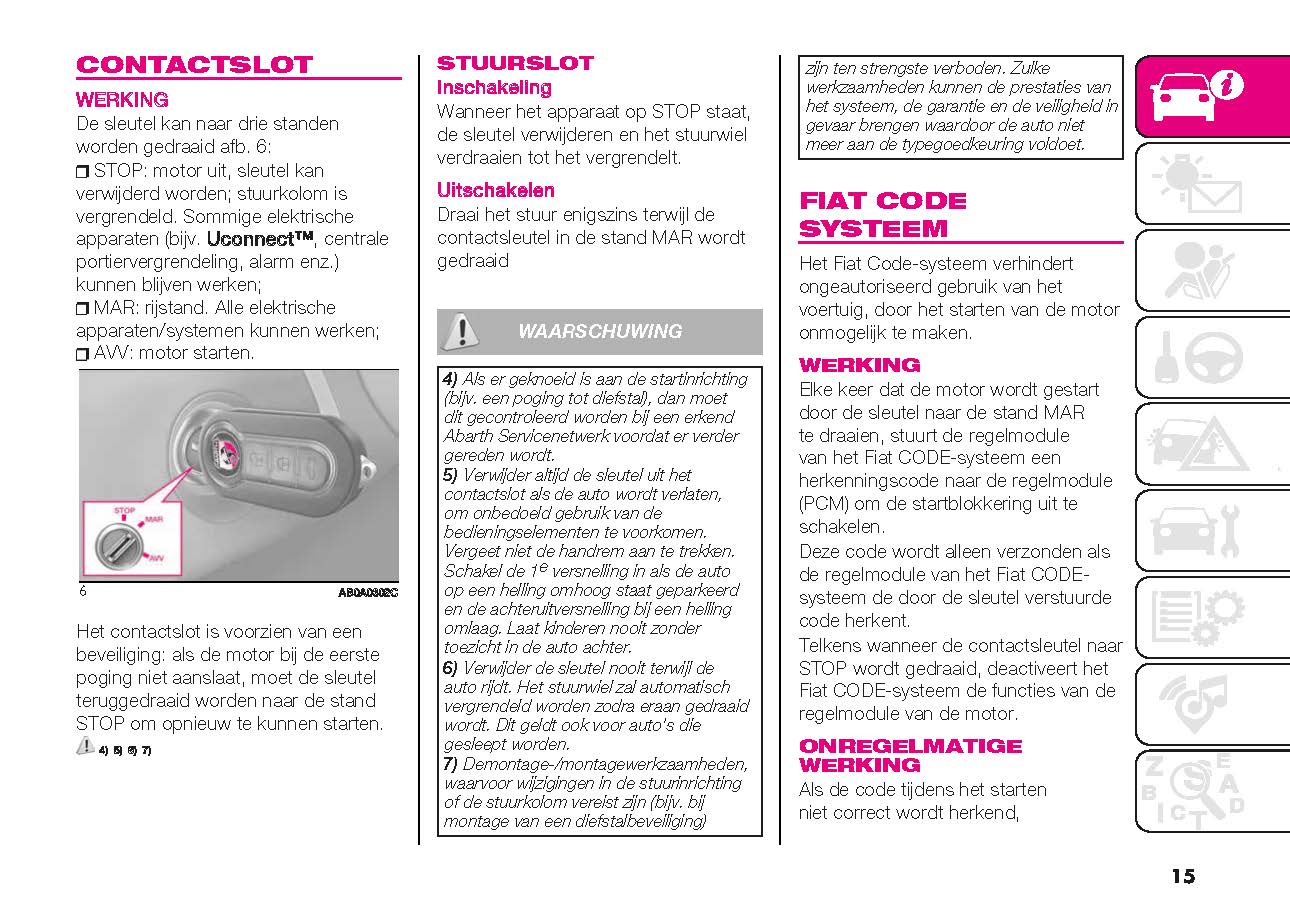 2022-2024 Abarth 595/695 Owner's Manual | Dutch