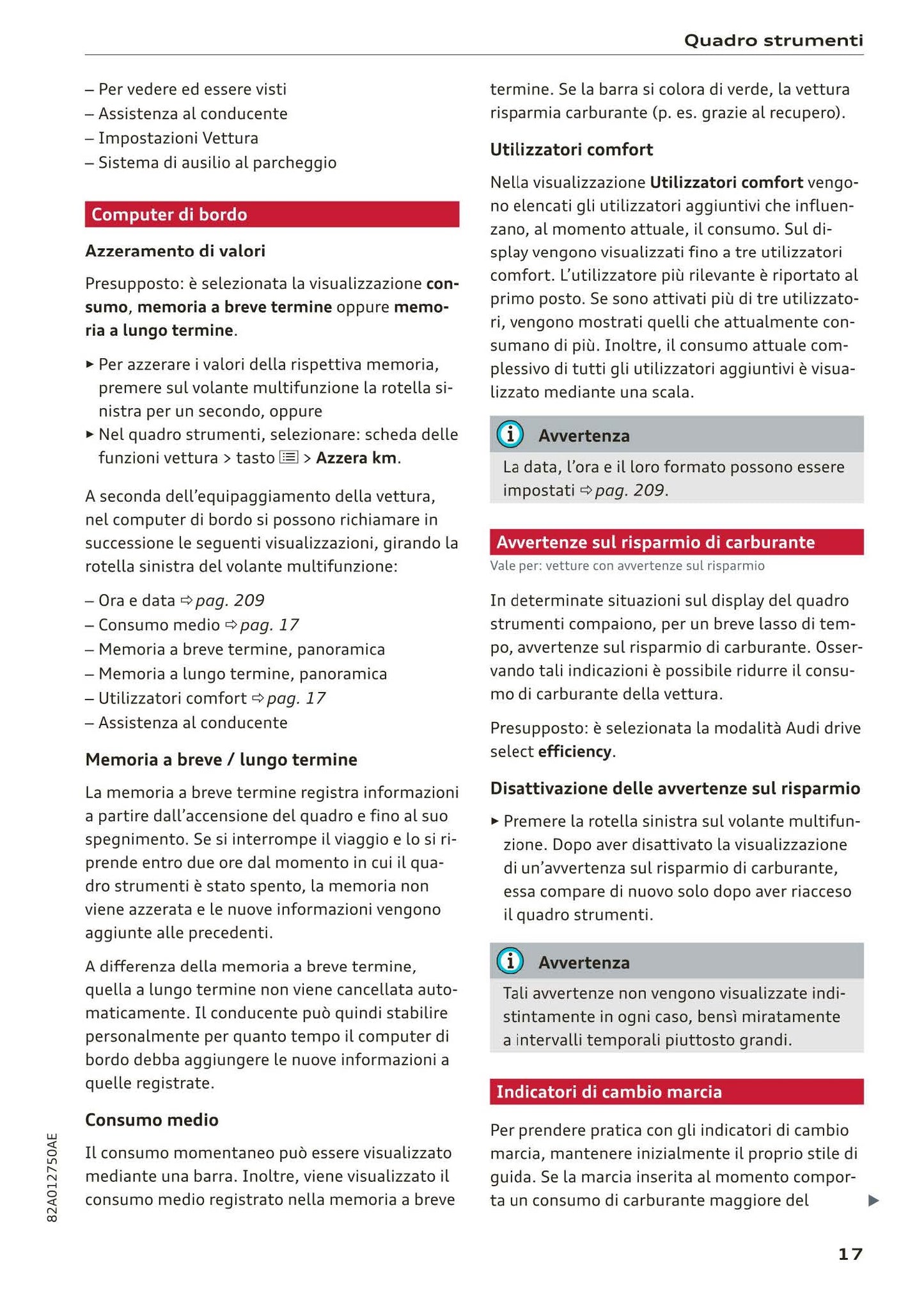 2018-2023 Audi A1 Sportback/A1 citycarver Owner's Manual | Italian