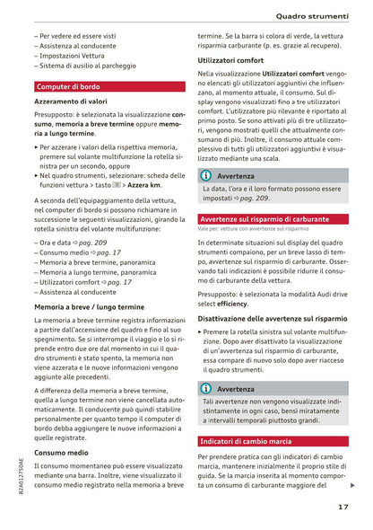 2018-2023 Audi A1 Sportback/A1 citycarver Owner's Manual | Italian