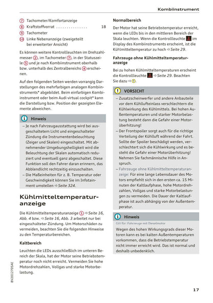 2017-2018 Audi A3/A3 Cabriolet/A3 Limousine/A3 Sportback/A3 Sportback e-tron/A3 Sportback g-tron/RS 3 Limousine/RS 3 Sportback/S3/S3 Cabriolet/S3 Limousine/S3 Sportback Owner's Manual | German