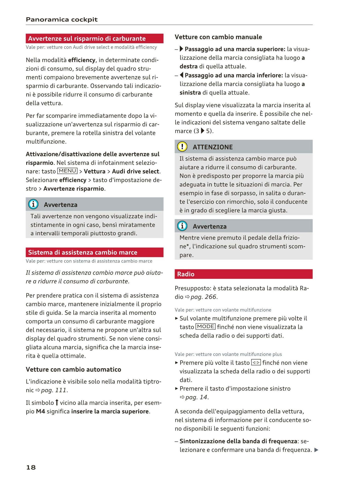 2015-2019 Audi A4/A4 Limousine/A4 Avant Owner's Manual | Italian