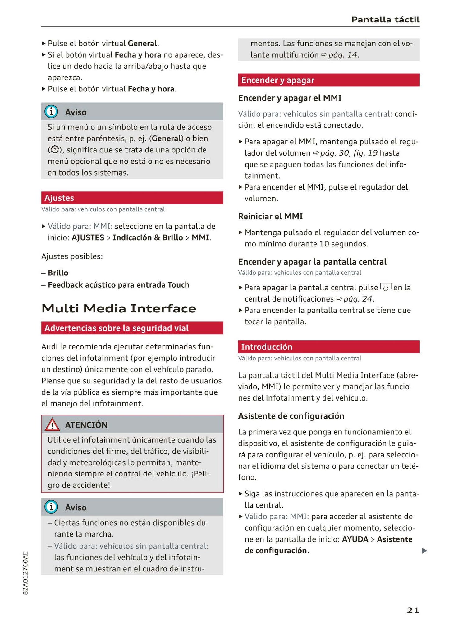 2018-2023 Audi A1 Manuel du propriétaire | Espagnol