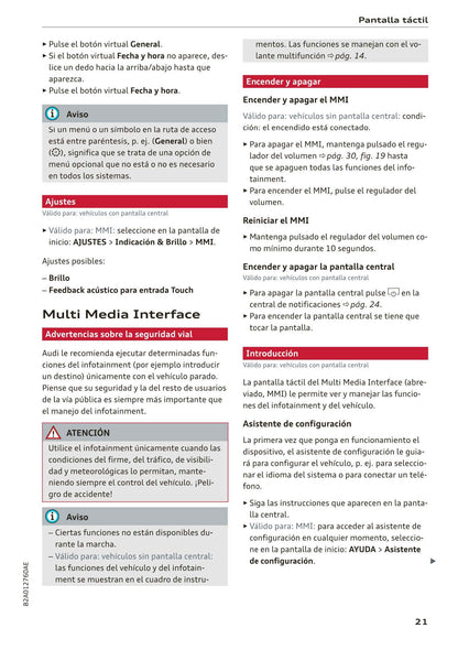 2018-2023 Audi A1 Manuel du propriétaire | Espagnol