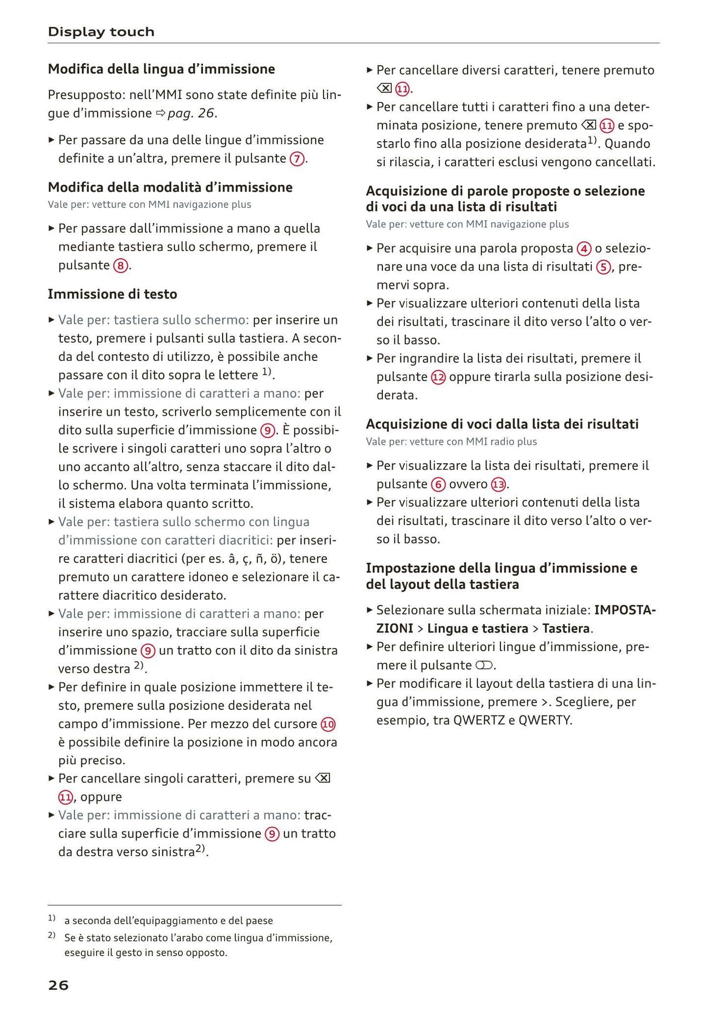 2018-2023 Audi A1 Sportback/A1 citycarver Owner's Manual | Italian