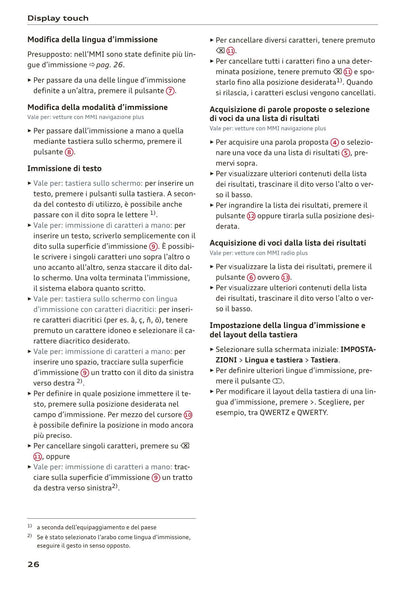 2018-2023 Audi A1 Sportback/A1 citycarver Owner's Manual | Italian