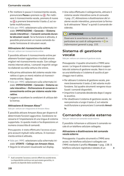 2018-2023 Audi A1 Sportback/A1 citycarver Owner's Manual | Italian