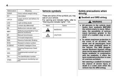 2019 Subaru WRX Owner's Manual | English