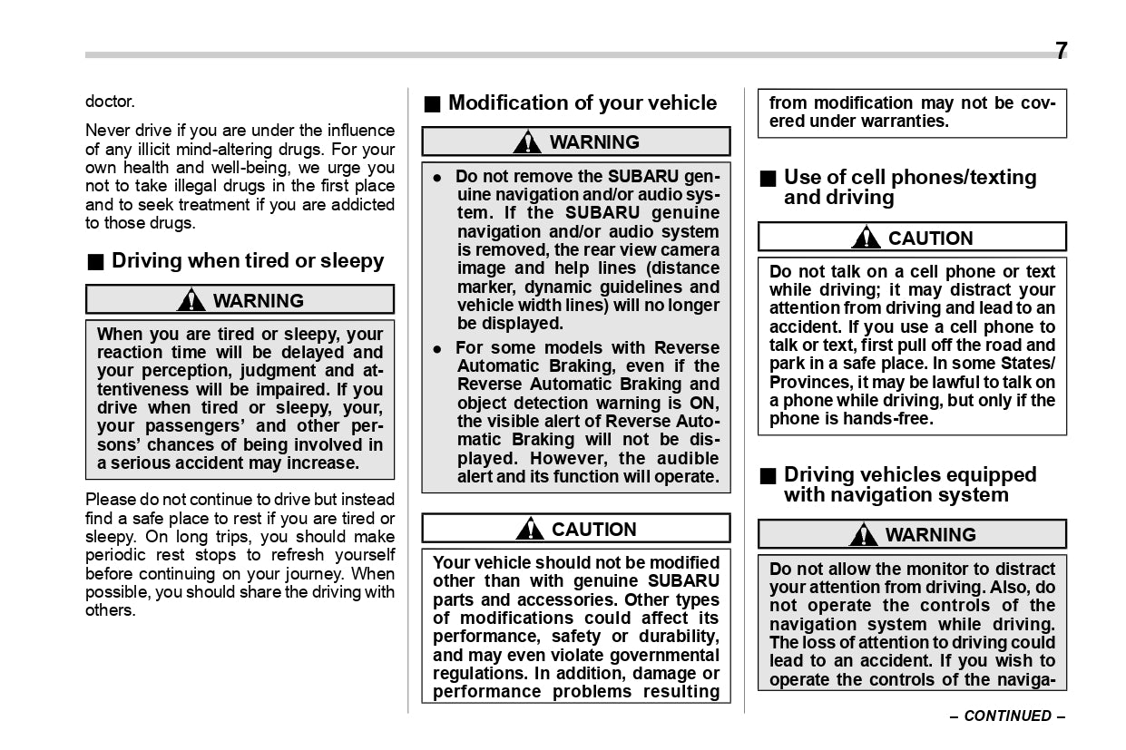 2020 Subaru Impreza Owner's Manual | English